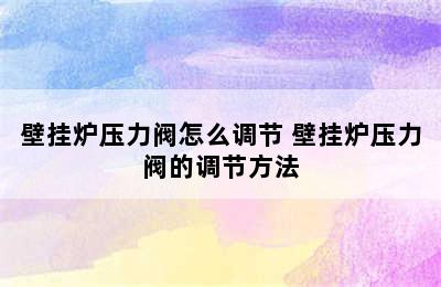 壁挂炉压力阀怎么调节 壁挂炉压力阀的调节方法